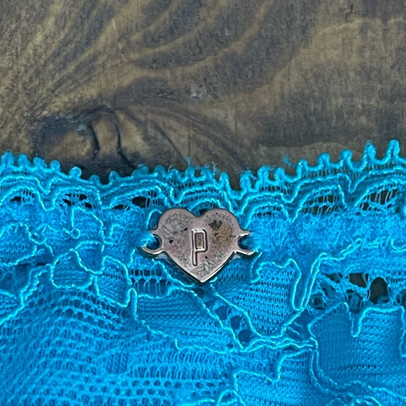 Pink by Victoria’s Secret bright turquoise lace Bandeau bra size small - Picture 3 of 5